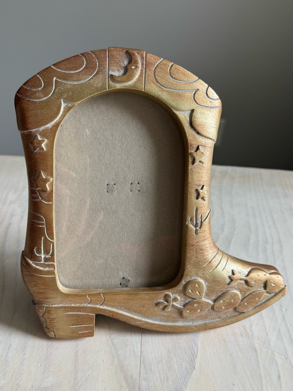 Rustic Gold Cowboy Boot Photo Frame - Home Accents
